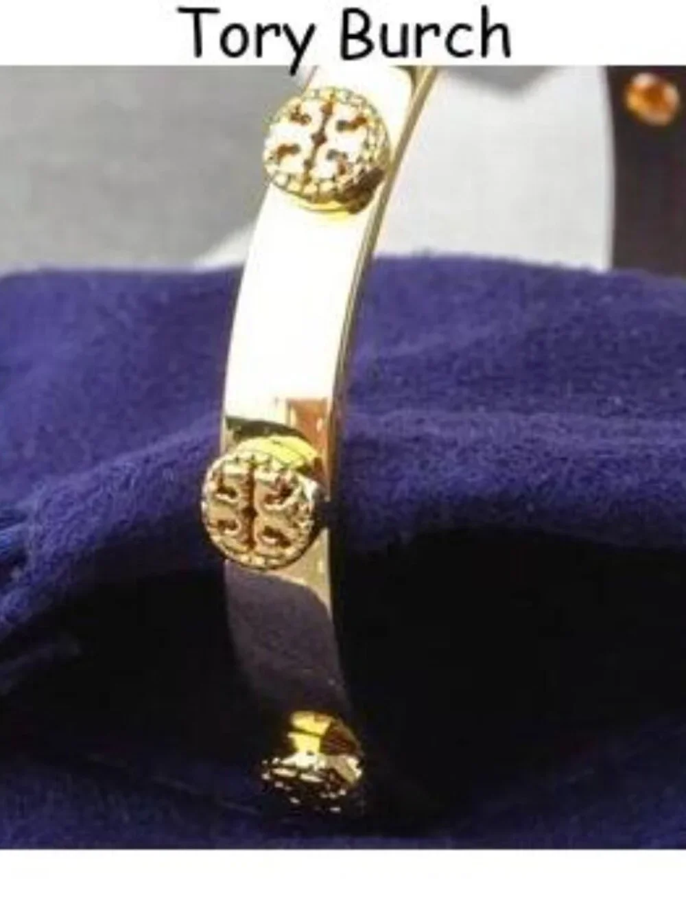 Tory Burch 18k Gold Studded Cuff Open Bracelet